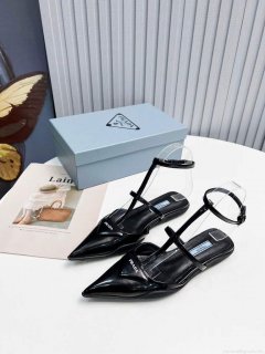 Prada 1I901M Brushed leather Slingback pumps Shiny Leather Sandals Shoes P91034