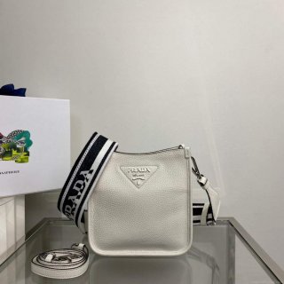 Prada 1BH191 Leather mini shoulder bag White