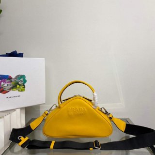 Prada 1BB082 Leather Prada Triangle bag Yellow