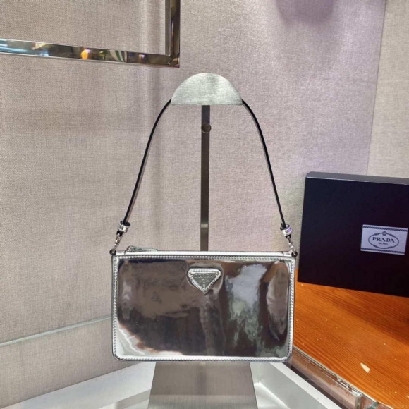 Prada 1BC155 Saffiano leather mini bag Blingbing Silver