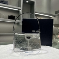 Prada 1BC155 Saffiano leather mini Shoulder bag Silver