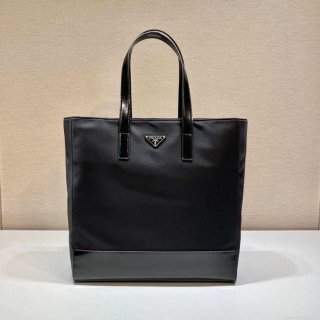 Prada 2VG071 Re-Nylon and Leather tote Black