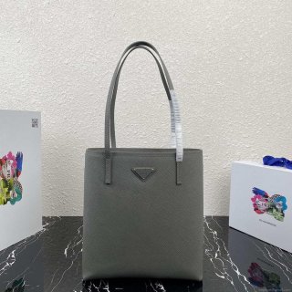 Prada Saffiano Leather 1BG342 Tote Gray