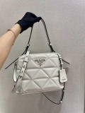 Prada 1BA311 Spectrum Small Leather Top Handle Bag White