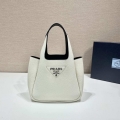 Prada 1BG335 Tote Leather Bucket Handbag White