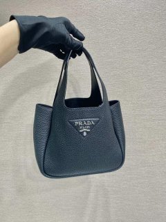 Prada 1BG335 Tote Leather Bucket Handbag Black