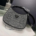 Prada 1BC169 Prada Cleo satin bag with appliqués Black