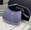 Prada 1BC169 Prada Cleo satin bag with appliqués Purple