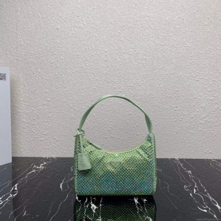 Prada 1NE515 Satin mini-bag with artificial crystals Green