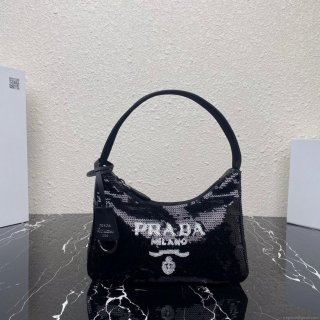 Prada 1NE515 Re-Edition 2000 sequined Re-Nylon mini-bag Black