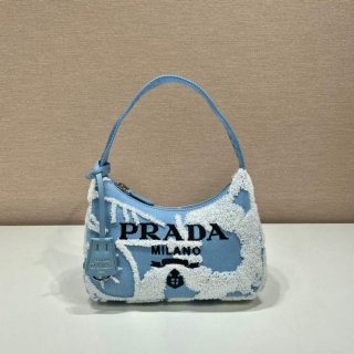 Prada 1NE515 Re-Edition 2000 embroidered drill mini bag blue white