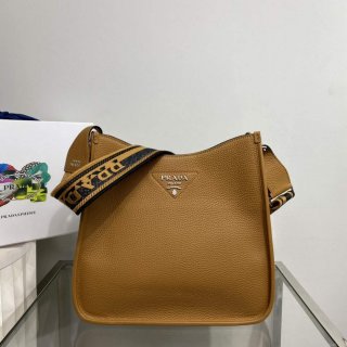 Prada Leather hobo bag 1BC073 Tan