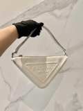 Prada 1NQ043 Triangle leather pouch White