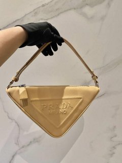 Prada 1NQ043 Triangle leather pouch Apricot