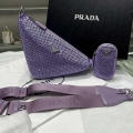 Prada 1NE190 Crystal-studded satin pouch Purple