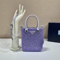 Prada 1BA331 Small satin tote bag with crystals Purple