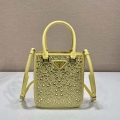 Prada 1BA331 Small satin tote bag with crystals Yellow