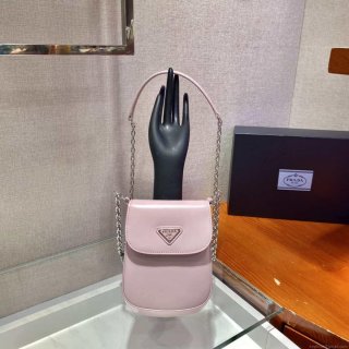 Prada 1BH185 Mini Cleo BRUSHED Leather Pink