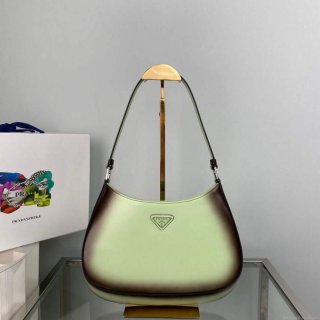 Prada 1BC499 Cleo brushed Gradient leather shoulder bag Green