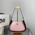 Prada 1BC499 Cleo brushed Gradient leather shoulder bag Pink