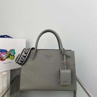 Prada 1BA155 Monochrome medium Saffiano bag Slate Gray