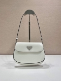 Prada 1BD311 Cleo brushed leather shoulder bag with flap White