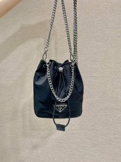 Prada 1BH112 imported nylon mini bucket bag Black