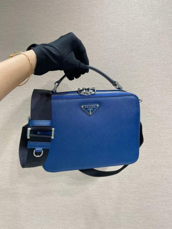 Prada 2VH069 Brique Saffiano leather bag Bluette