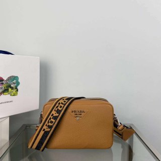 Prada Leather bag with shoulder strap 1BH082 Tan