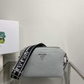 Prada Leather bag with shoulder strap 1BH082 Gray