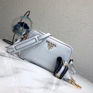 Prada 1BH082 Leather bag with shoulder strap White Gold