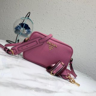 Prada 1BH082 Leather bag with shoulder strap Rose Red Gold