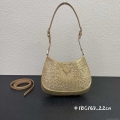 Prada 1BC169 Prada Cleo satin bag with appliqués Gold