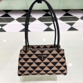 Prada 1BA368 From The Runway Small embroidered fabric Prada Symbole bag Black and Beige