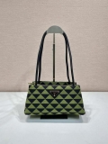 Prada 1BA368 From The Runway Small embroidered fabric Prada Symbole bag Black Ivy Green