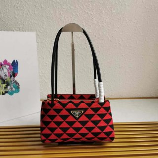 Prada 1BA368 From The Runway Small embroidered fabric Prada Symbole bag Red