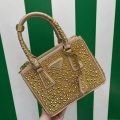 Prada 1BA906 Galleria satin mini-bag with crystals Gold