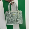 Prada 1BA906 Galleria satin mini-bag with crystals Green