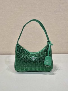 Prada 1NE515 Satin mini-bag with artificial crystals Jade green