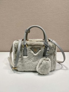 Prada 1BA906 Galleria Triangle Logo Mini Bag Gray Ladies Sheepskin