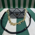 Prada 1BD329 Satin mini-bag with White Crystals Black