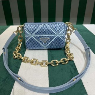 Prada 1BD329 Satin mini-bag with Crystals Blue