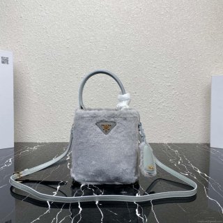 Prada 1BA373 Prada Panier shearling mini-bag Gray