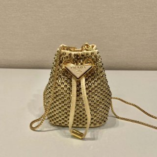 Prada 1BD016 Prada Crystal mini bucket bag Gold