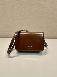 Prada 2VD061 Black Brushed Leather Mini-bag With Shoulder Strap Brown