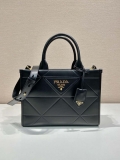 Prada 1BA379 Small leather Prada Symbole bag with topstitching Black