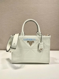 Prada 1BA379 Small leather Prada Symbole bag with topstitching White