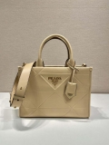 Prada 1BA379 Small leather Prada Symbole bag with topstitching Apricot