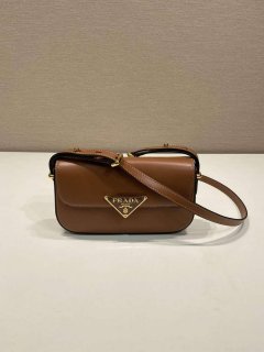 Prada 1BD339 Leather Shoulder Bag Cognac