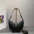 Prada 1BC194 Prada Arqué Leather Shoulder Bag Black